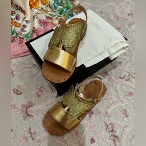 Gucci gold butterfly sandals size 32